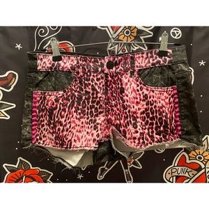 Iron Fist Rat Baby Pink Leopard Shorts